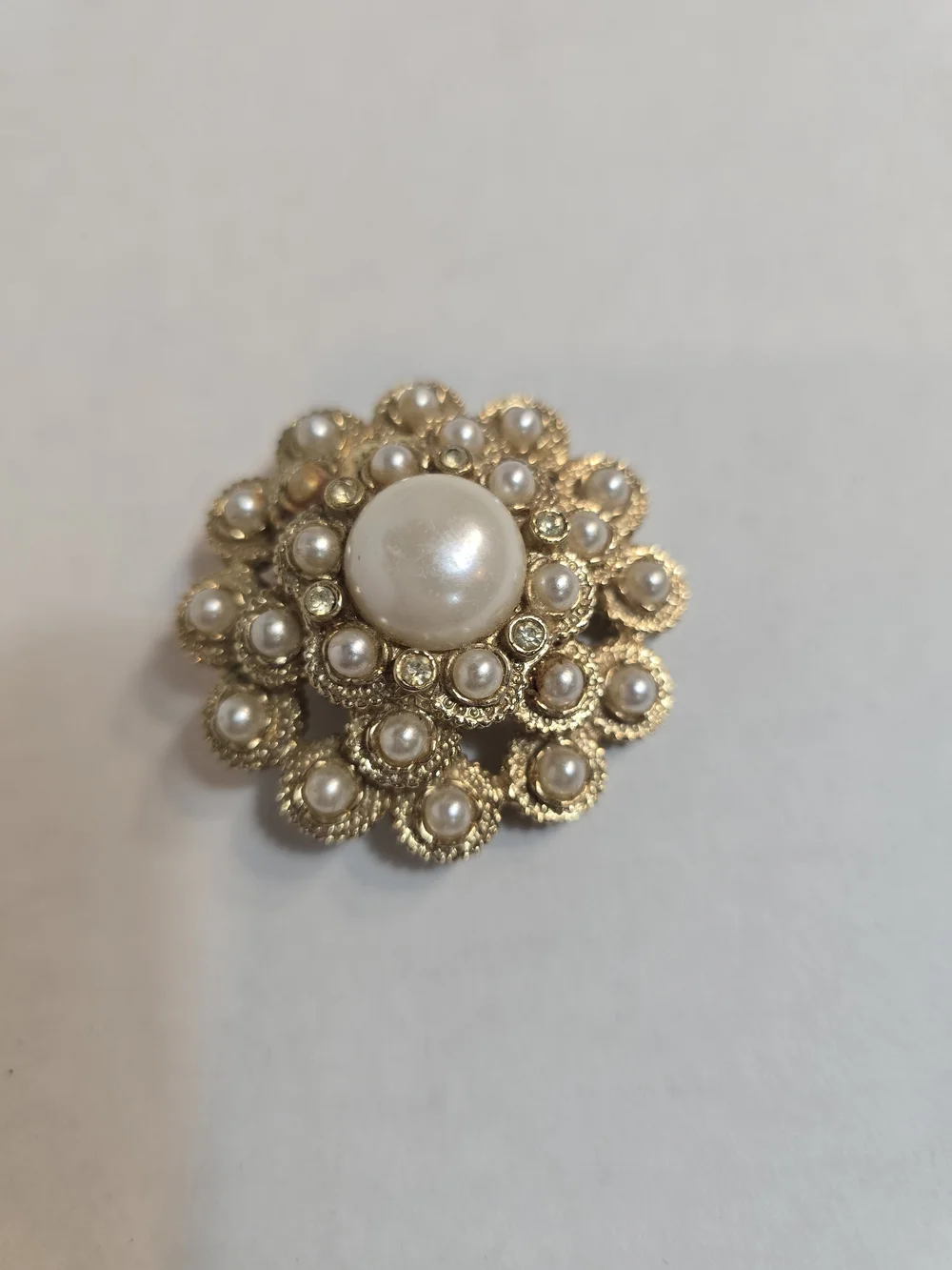 Sarah Coventry Gold and Pearl Floral Cluster Brooch